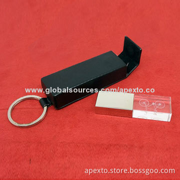 Crystal USB Flash Drive, Customized Packaging Types/Logos Accepted, 256MB to 32GB